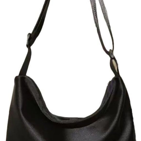 Stylish Black Oxford Cloth Crossbody Bag - Practical Zippered Shoulder Tote - Picture 1 of 8